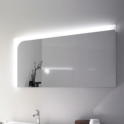 Зеркало  с подсветкой корпус белый 1200х640х36 мм , декор подсветка, 1 сенс выкл снизу,IP24, лампы 16ВТ, левая версия фото 1