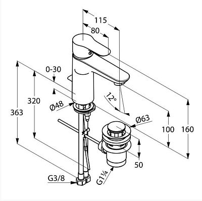 322600575 смеситель OBJEKTA XL на умывальник фото 2