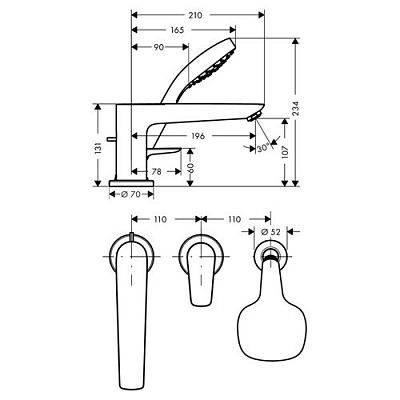 Смеситель для ванны Hansgrohe Talis E 71731000 фото 2