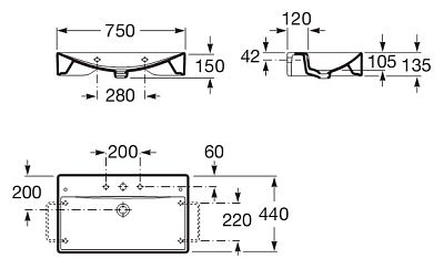 327110000 раковина DIVERTA/75x44/ мебельн (бел) фото 2
