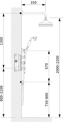 Душевая система Timo Nelson скрыт. монт., 2-х режимная, с термостатома (SX-1390/00SM chrome) фото 2