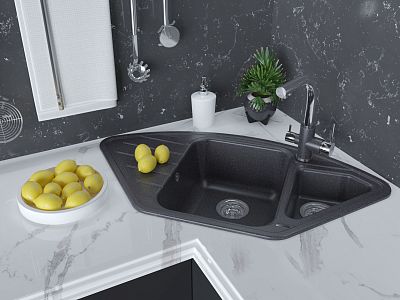 Мойка кварцевая WIESE, PM529050-BL, черный, 890х490, Paulmark фото 4