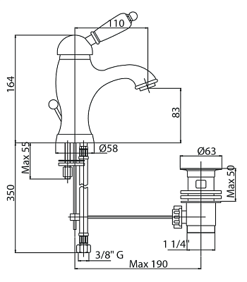 Смеситель для раковины Cezares ELITE-LSM1-01-Bi фото 2