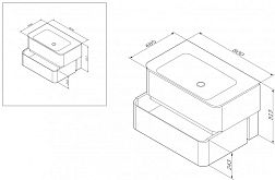 M30FHX0802TF Sensation, База под раковину, подвесная, 80 см, ящики, табачный дуб, текстурированная,