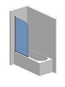 Шторка на ванну 800*1400мм., стекло 6мм, цвет профиля хром.