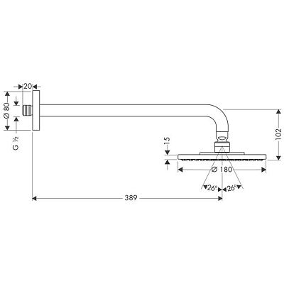 Верхний душ Hansgrohe Raindance S 180 Air 1jet 27468000 фото 2