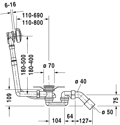 Комплект слива-перелива Duravit D-Code 790227000001000 хром фото 3