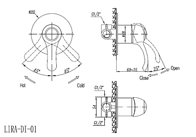 Смеситель для душа Cezares LIRA-DIM-02 фото 2