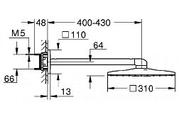 26479000 верхний душ с кронштейном RAINSHOWER 310 SmartActive Cube настенный (хром)