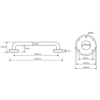 Поручень для ванной Bemeta Help Program 301101502 матовый фото 2