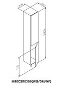 M90CSR0306WG GEM, шкаф-колонна, напольный, правый, 30 см, двери, push-to-open, цвет: белый, глянец