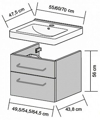 Тумба под умывальник Dreja Q MAX 60056 фото 2