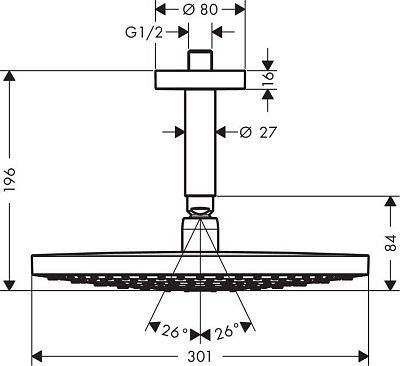 Верхний душ Hansgrohe Raindance Select S 300 2jet 27337000 фото 2