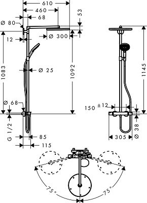 Душевая стойка Hansgrohe Raindance Select 300 Showerpipe 27114000 фото 2