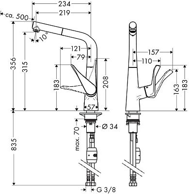 Смеситель Hansgrohe Metris 14821000 фото 2
