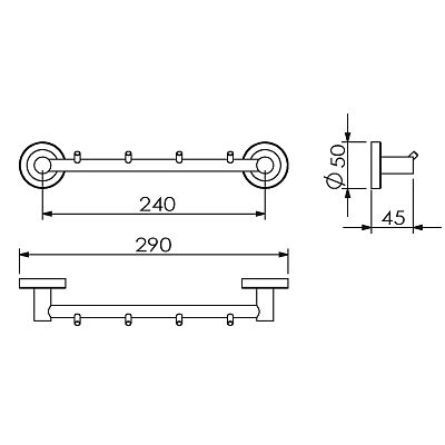 Полотенцедержатель 4 крючка (11034A) фото 2
