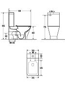 AQM1005 Унитаз напольный Rimless c сиденьем SoftClose, горизонтальный выпуск. 620x345x415мм