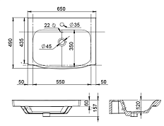 M80WCC0652WG Like, Раковина мебельная, керамическая, 65 см, встроенная, цвет: белый, глянец