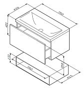 M90FHX07522WG GEM, База под раковину, подвесная, 75 см, 2 ящика push-to-open, цвет: белый, глянец