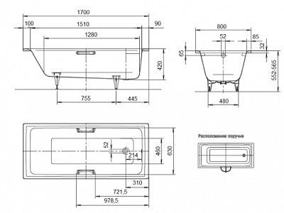 Ванна стальная Kaldewei Puro 170х80  Easy-Clean фото 4