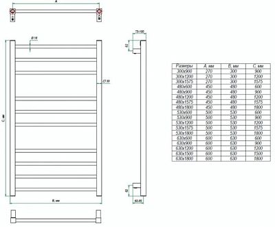 Полотенцесушитель Grota EcoClassic 300х1200 водяной хром фото 2