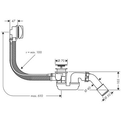 Слив-перелив для ванны Hansgrohe Flexaplus 58143000 фото 2