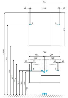 1A237102BV010 зеркальный шкаф БЕВЕРЛИ 80 /15х80х81/(белый глянец) фото 3