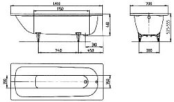 111800010001 ванна стальная KALDEWEI SANIFORM PLUS mod 363-1 /170х70/