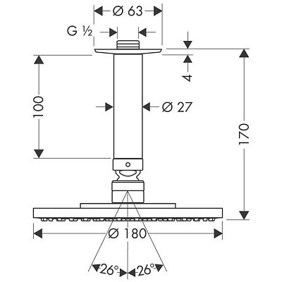Верхний душ Hansgrohe Raindance S 180 Air 1jet 27478000 фото 2