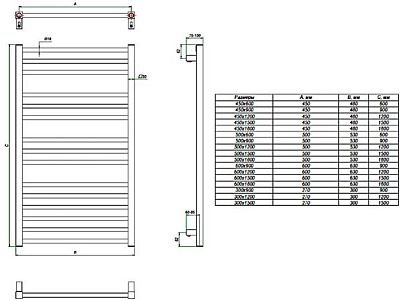 Полотенцесушитель Grota Classic 300х900  водяной хром фото 2