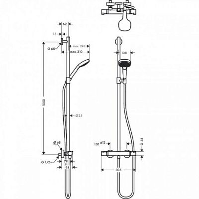 Душевой гарнитур Hansgrohe Croma Select E 27248400 фото 2