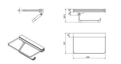 Бумагодержатель со стеклянной полкой (32041B-BP) фото 2
