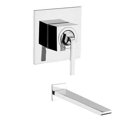 Смеситель для раковины Webert Wolo WO830102 Черный матовый с ручкой хром фото 1