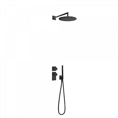 Душевая система с термостатом Tres Block system 20635201NM, черный матовый фото 1