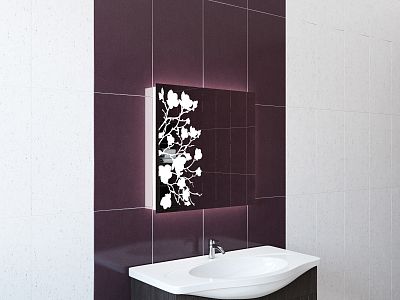 Зеркало для ванной с подсветкой Sfera FLOWERS 100х70 фото 3