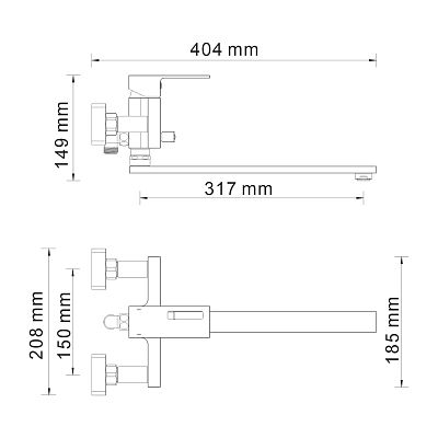 Alme 1502L Смеситель для ванны с длинным изливом фото 11