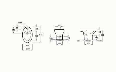 Биде напольное Jacob Delafon Presquile E1348-00 фото 3