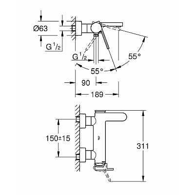 Смеситель для ванны Grohe Plus 33553003 фото 2