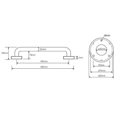 Поручень для ванной Bemeta Help Program 301100902 матовый фото 2