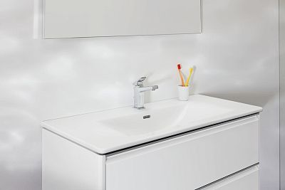 Тумба с раковиной Laufen Palace ПЭК 8.6170.2.260.104.1 60 см, белый матовый, 2 ящика, ручки черный алюминий фото 3