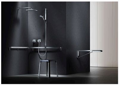 Поручень вдоль стены и штанга для душа KEUCO AXESS 35015 010401 1150 мм, для установки справа и слева, цвет Хром фото 4