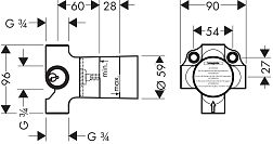 Вентиль скрытая часть Hansgrohe Quattro 15930180