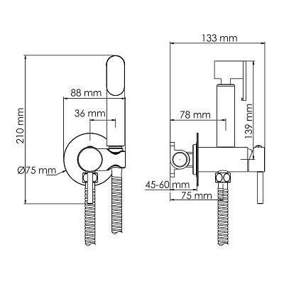 A70838 Встраиваемый смеситель для душа с гигиенической лейкой фото 3