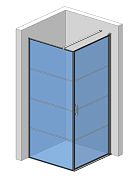 Душевой уголок  900*900*1950мм., стекло 6мм, цвет профиля матовый черный, горизонтальные линии.