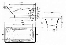 E2915-00 ванна REPOS /170x80/ (бел) с отв. под ручки