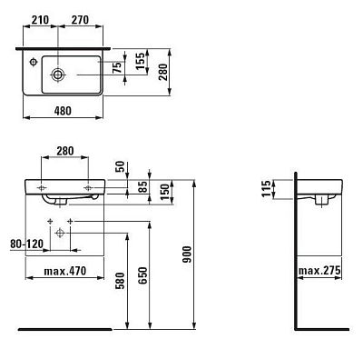 Рукомойник LAUFEN PRO 8.1595.5.000.104.1 фото 3