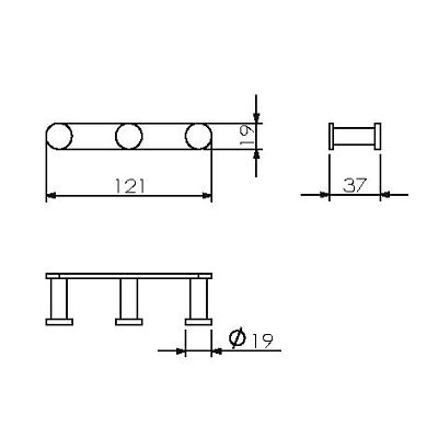Планка 3 крючка (28033A) фото 2