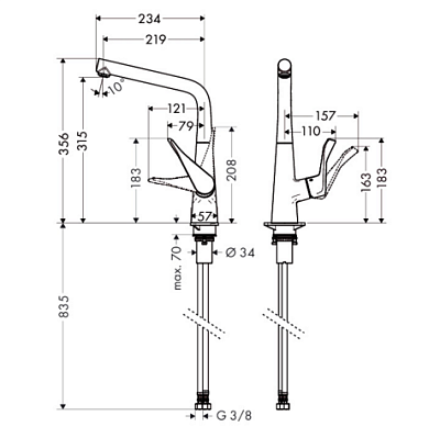 Смеситель Hansgrohe Metris 14823000 фото 3