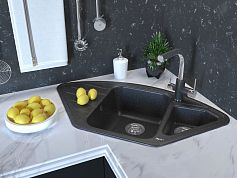 Мойка кварцевая WIESE, PM529050-BLM, черный металлик, 890х490, Paulmark