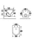AQM2010 Унитаз подвесной сиденье SoftClose, технология смыва Rimless QUIET, скрытый крепеж. 520х360х410